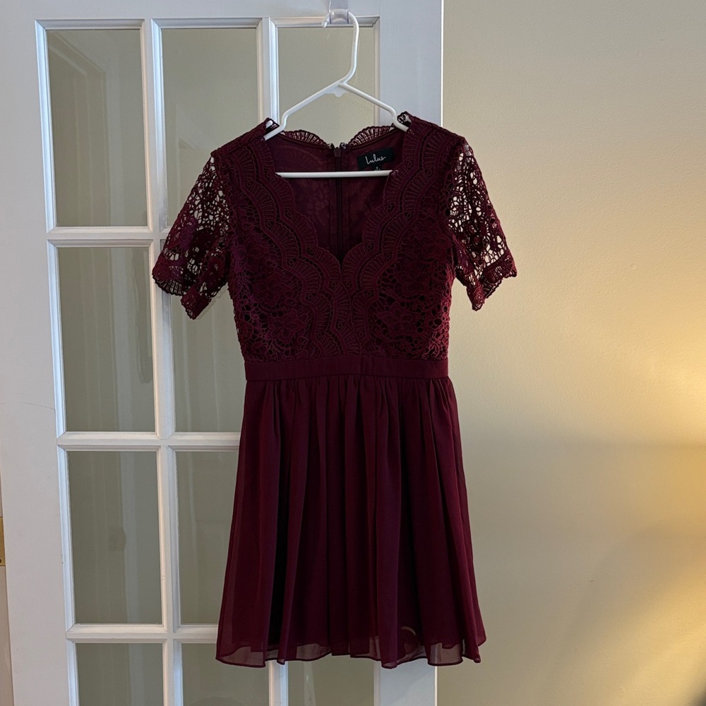 Lulu's Deep Red Lace Mini Dress